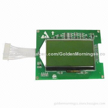 128x64 Dot Matrix LCD Display Module, STN Positive, Green Sidelight